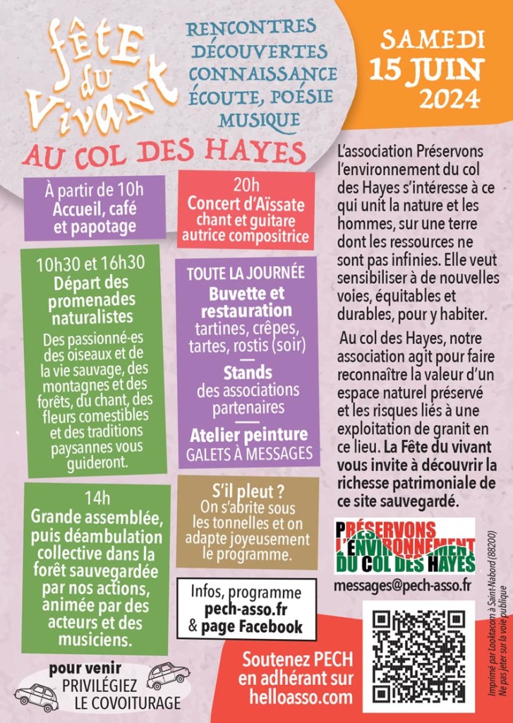 Programme Fete du vivant 2024 - Col de Hayes 15 juin 2024