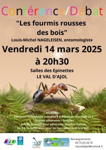 Conférences Les fourmis rousses des bois - 14 mars 2025 Val d'Ajol